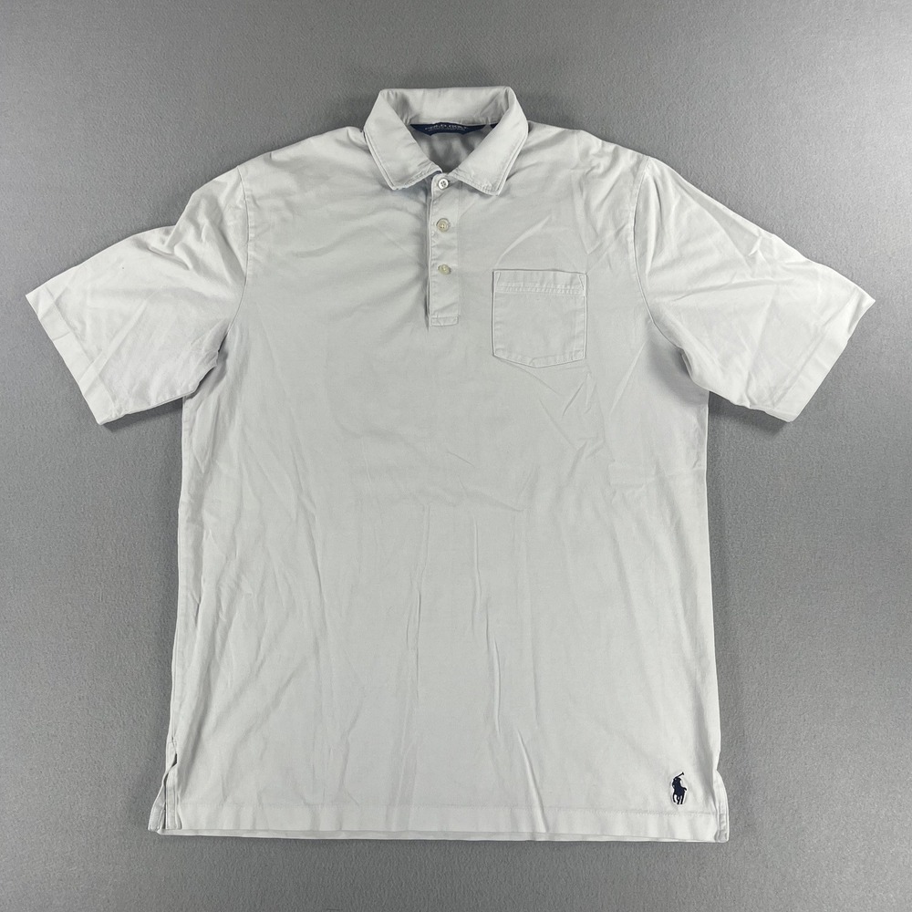 Vintage 90s Polo Golf Ralph Lauren White Pocket Polo Mens Size Small Preppy